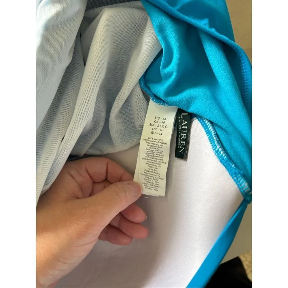 Lauren Ralph Lauren One-Piece Swimsuit Halter Blue Size 14